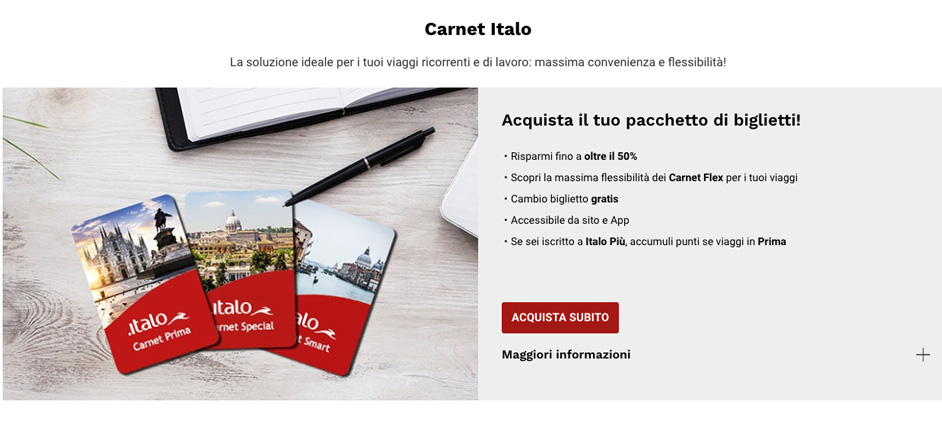 Italo Treno: sconti fino al 50% per i Clienti Più