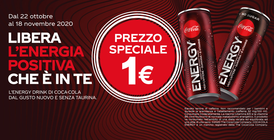 Coca Cola Energy a solo 1€ solo in Autogrill