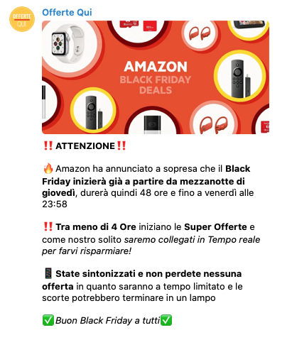 Black Friday Amazon - Iscriviti al nostro canale Telegram