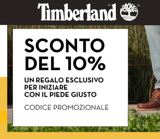 Timberland iscriviti alla newsletter e ricevi uno sconto del 10% immediato