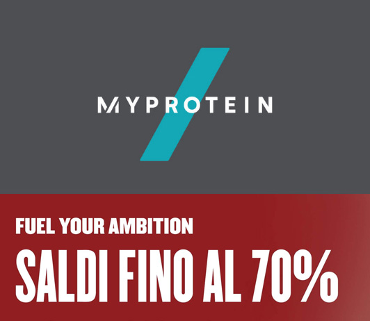Sconti MyProtein fino al 70% di sconto + Extra 10% con il codice SALDI