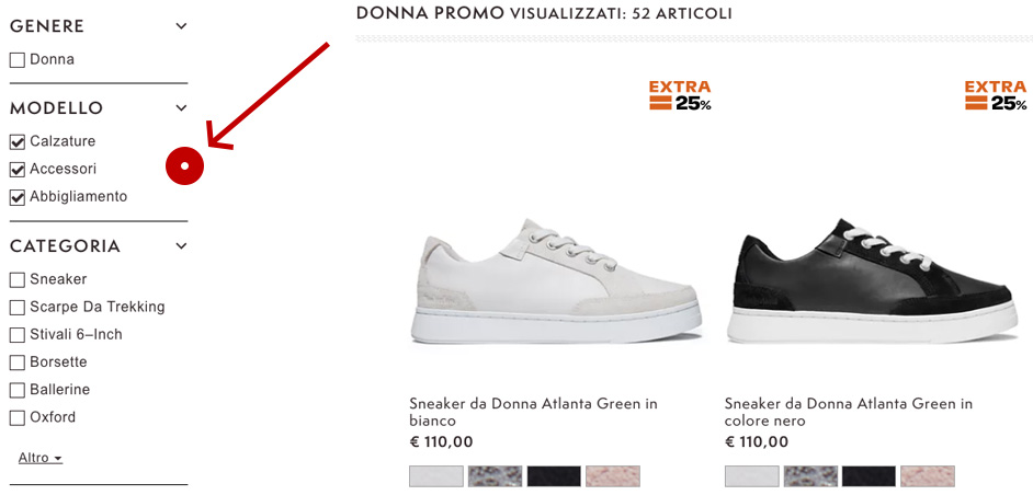 Codice sconto Timberland filtro per visualizzare articoli in promo