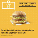 McDonald’s Offerta Big Mac a soli 2 euro
