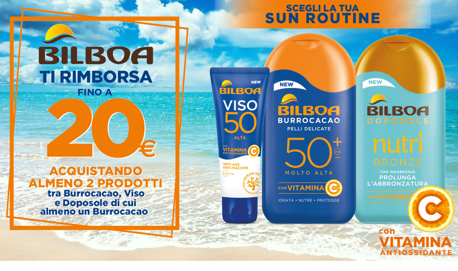 Bilboa rimborsa 20€ acquistando almeno 2 prodotti della linea Vitamina C