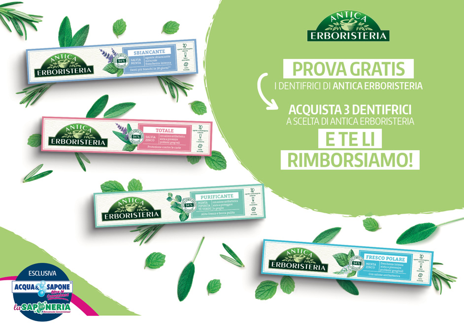 Antica Erboristeria rimborso totale dentifricio