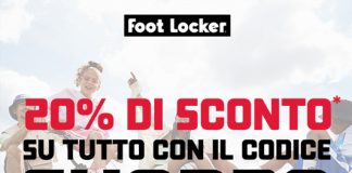 Foot Locker 20% di sconto su tutto il catalogo