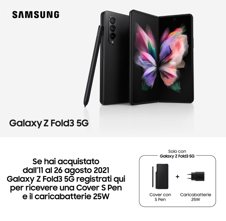Galaxy Z Fold 3 - Ricevi in omaggio la cover e il caricabatterie