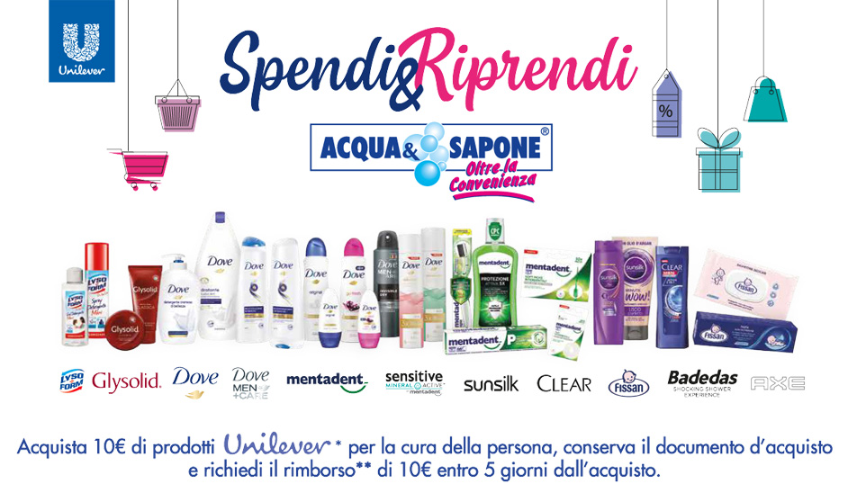 Acqua e sapone ricevi il cashback di 10 euro