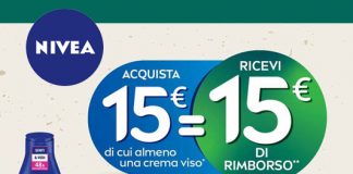 Nivea cashback ricevi 15€ se spendi almeno 15€
