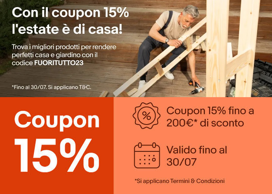 Ebay 15% casa e giardino