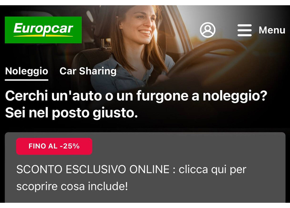 Europcar 25% sul noleggio online